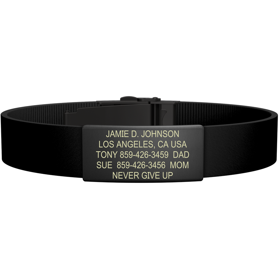 The Wrist ID Elite 13mm Graphite Silicone Clasp