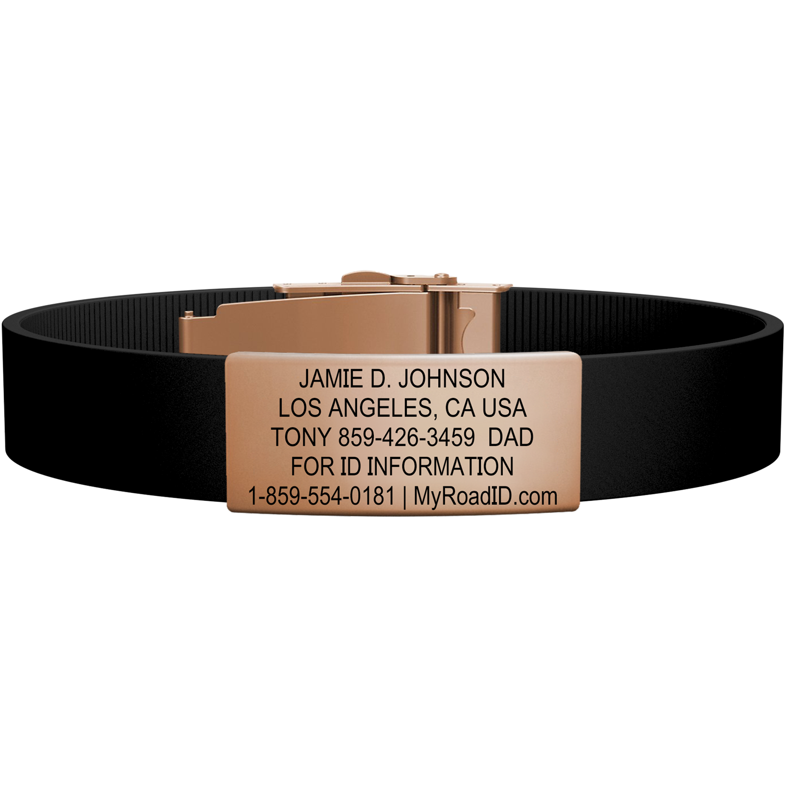 The Wrist ID Elite 13mm Rose Gold Silicone Clasp