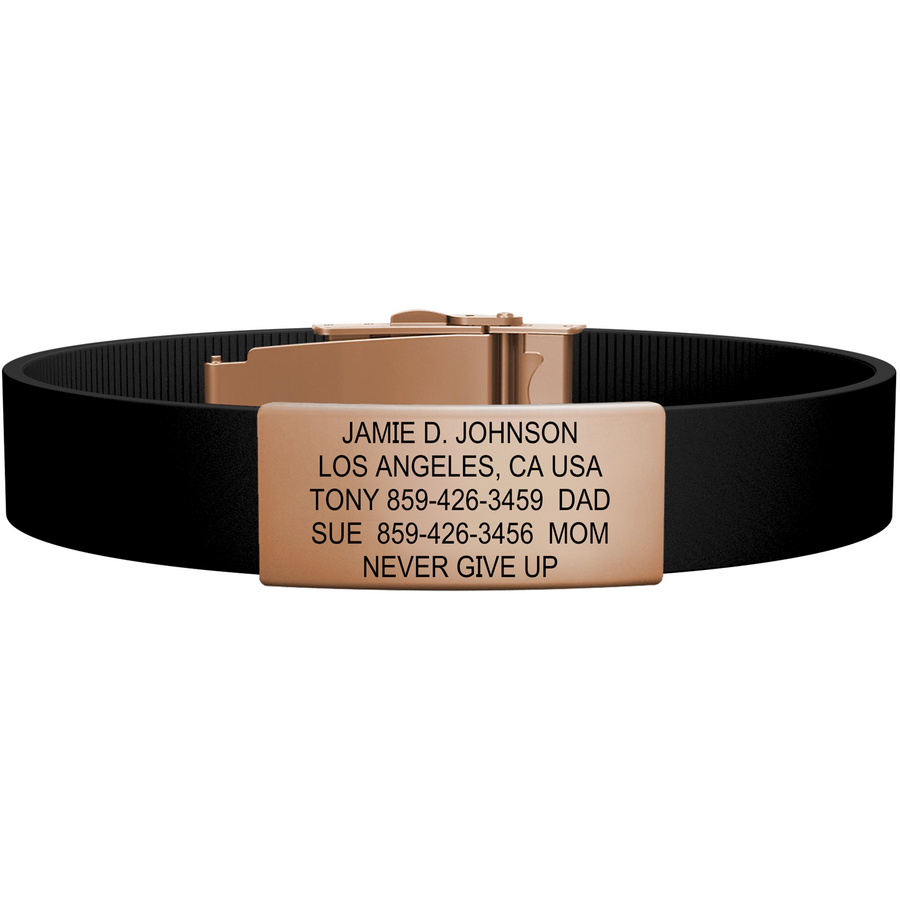 The Wrist ID Elite 13mm Rose Gold Silicone Clasp