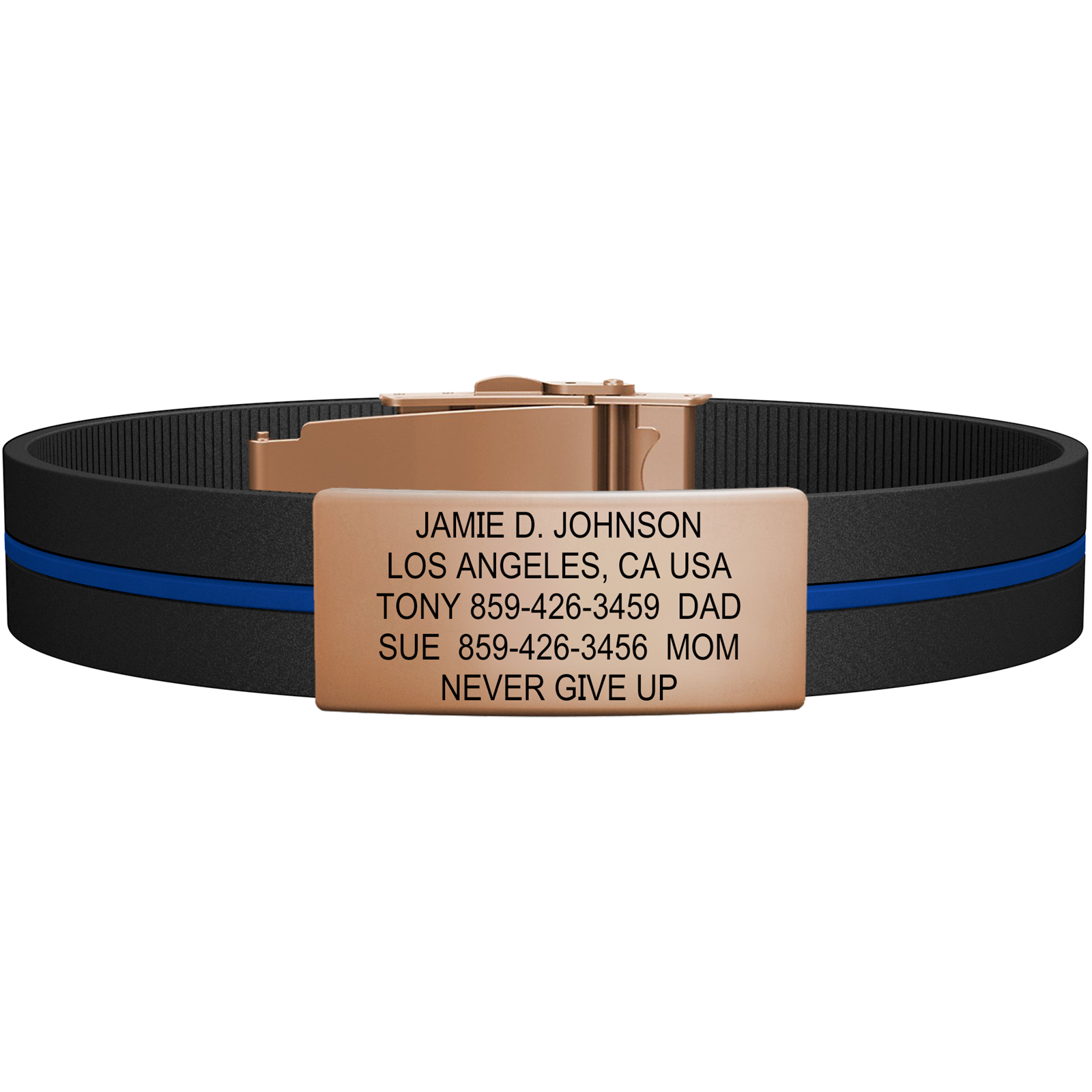 The Wrist ID Elite 13mm Rose Gold Silicone Clasp