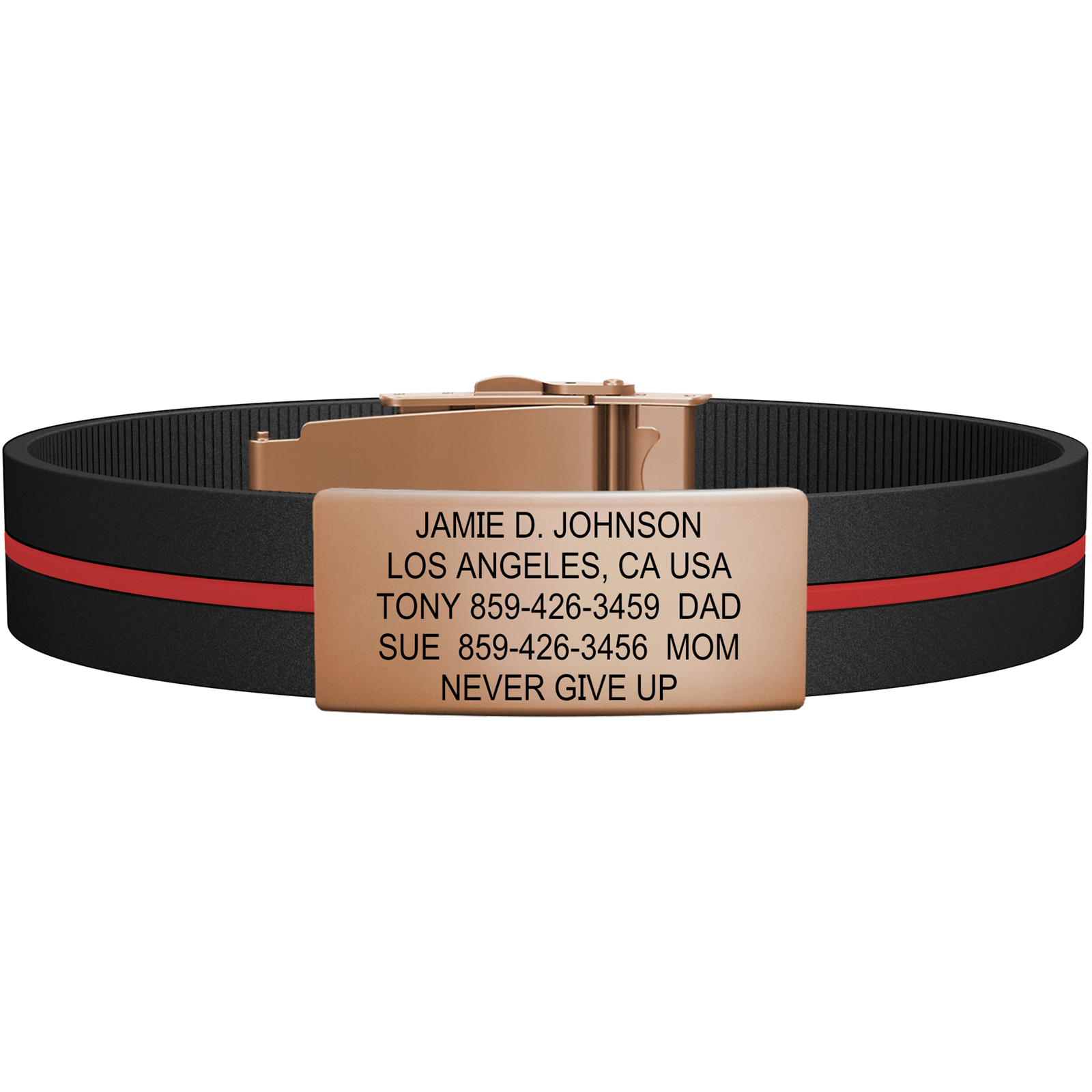 The Wrist ID Elite 13mm Rose Gold Silicone Clasp