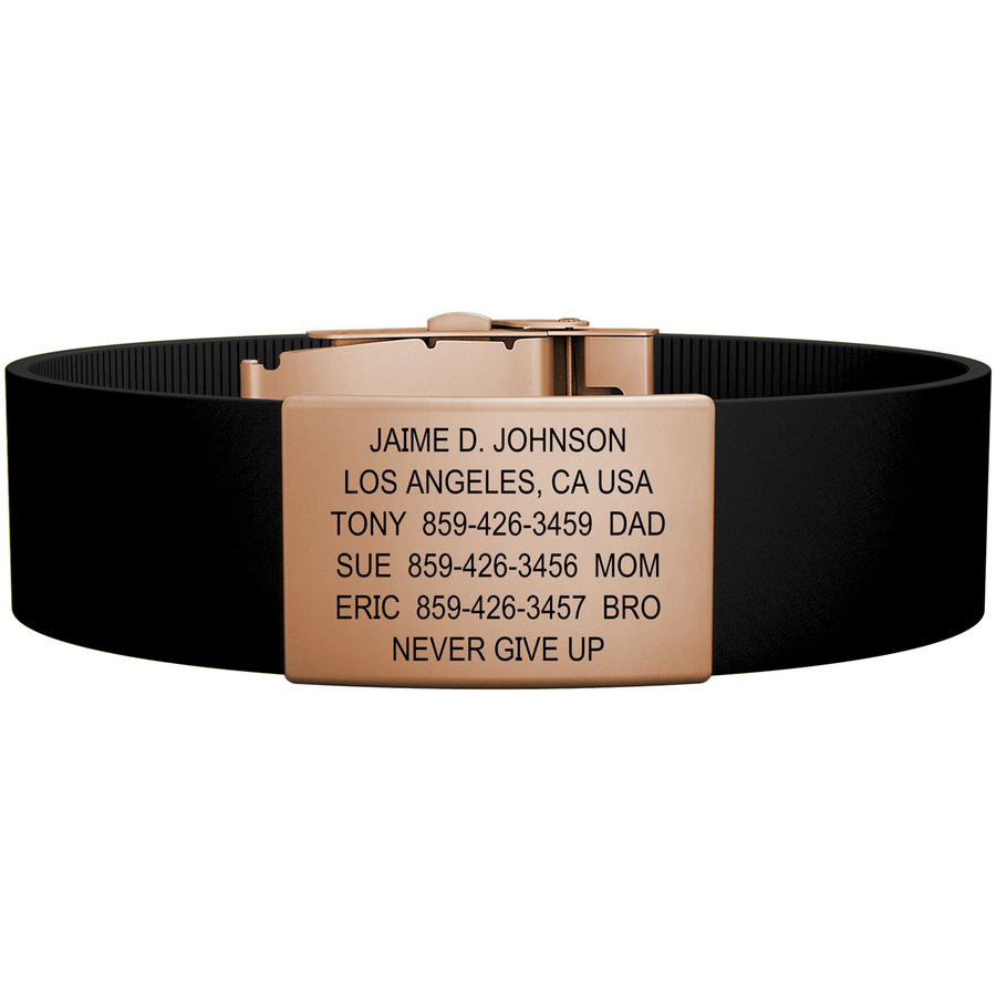 The Wrist ID Elite 19mm Rose Gold Silicone Clasp