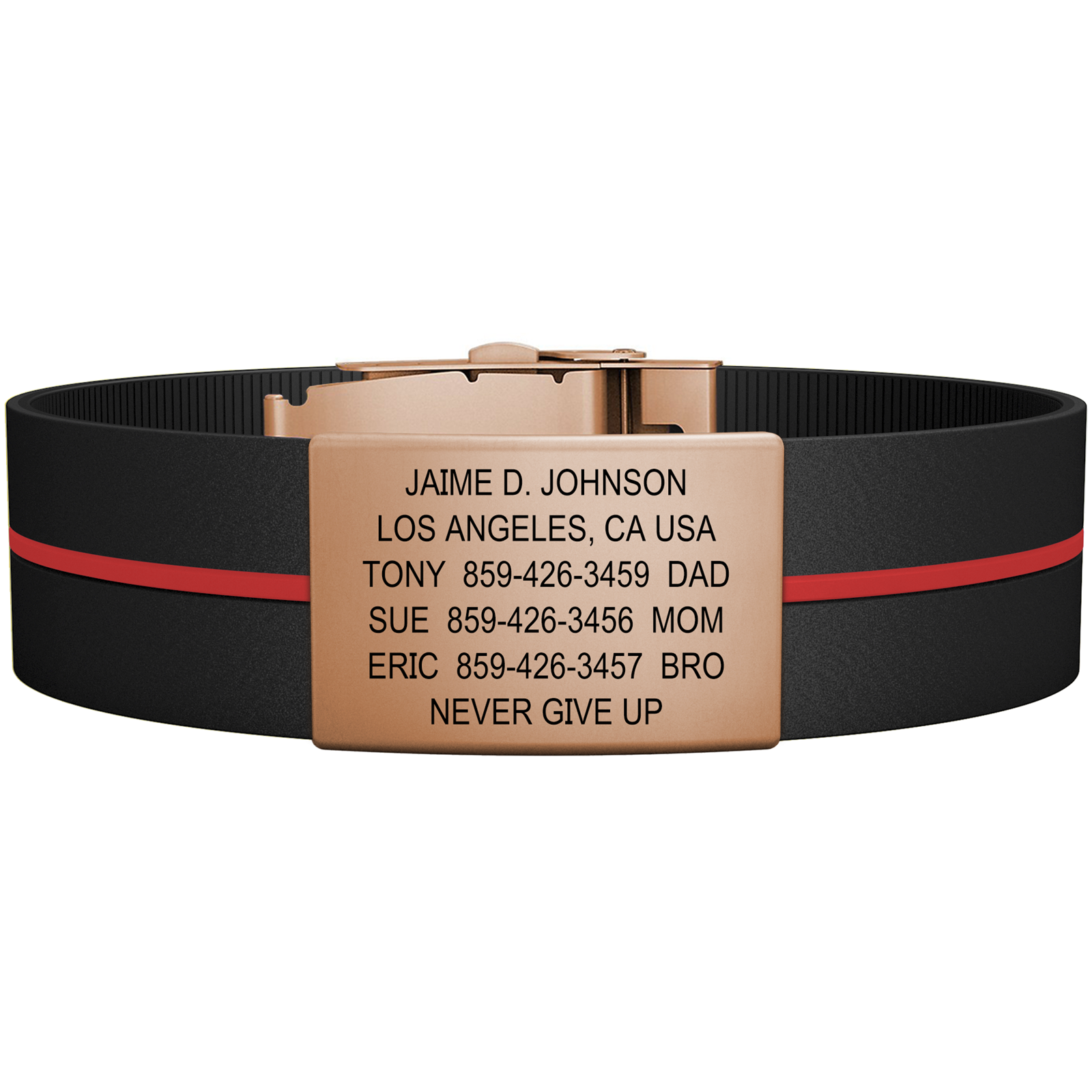 The Wrist ID Elite 19mm Rose Gold Silicone Clasp