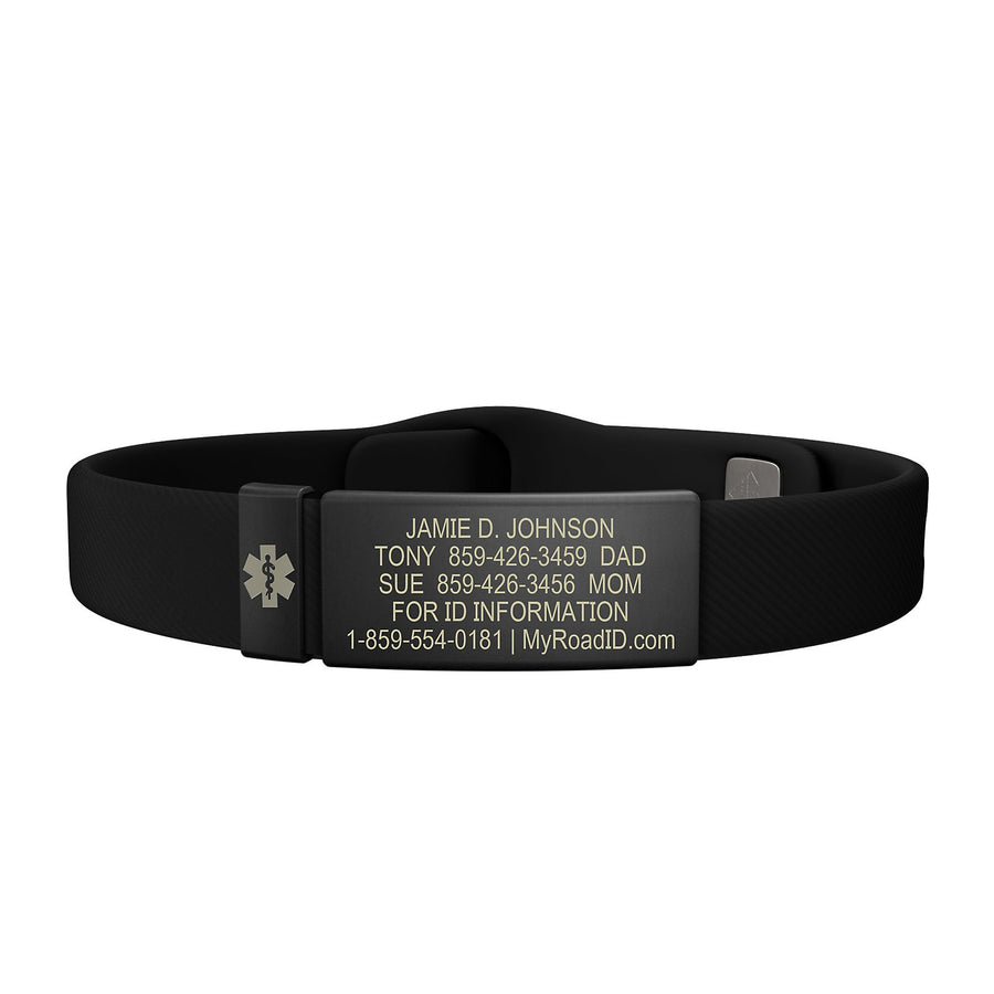 The Wrist ID Elite 13mm Medical Graphite Silicone Pin-Tuck