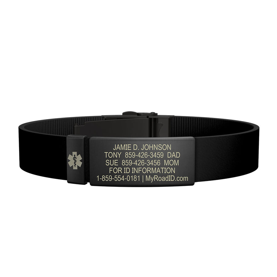 The Wrist ID Elite 13mm Medical Graphite Silicone Clasp