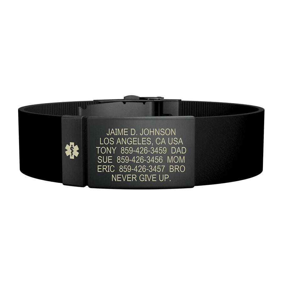 The Wrist ID Elite 19mm Medical Graphite Silicone Clasp