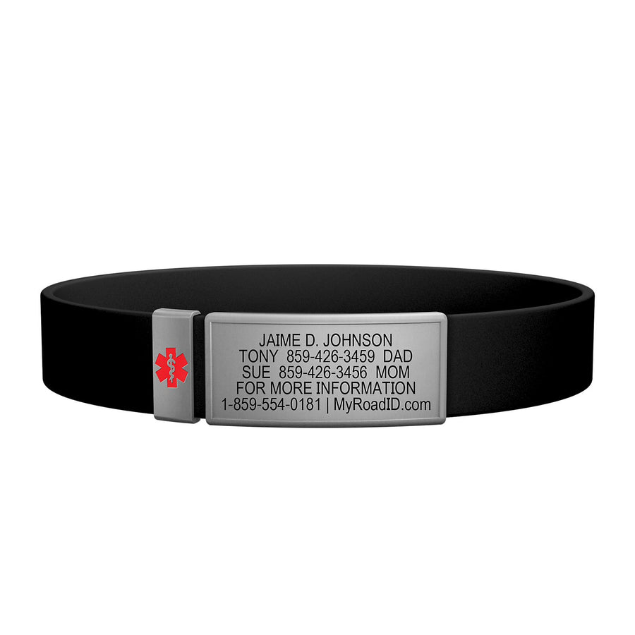 The Wrist ID Stretch 13mm Medical Slate Rugged Silicone